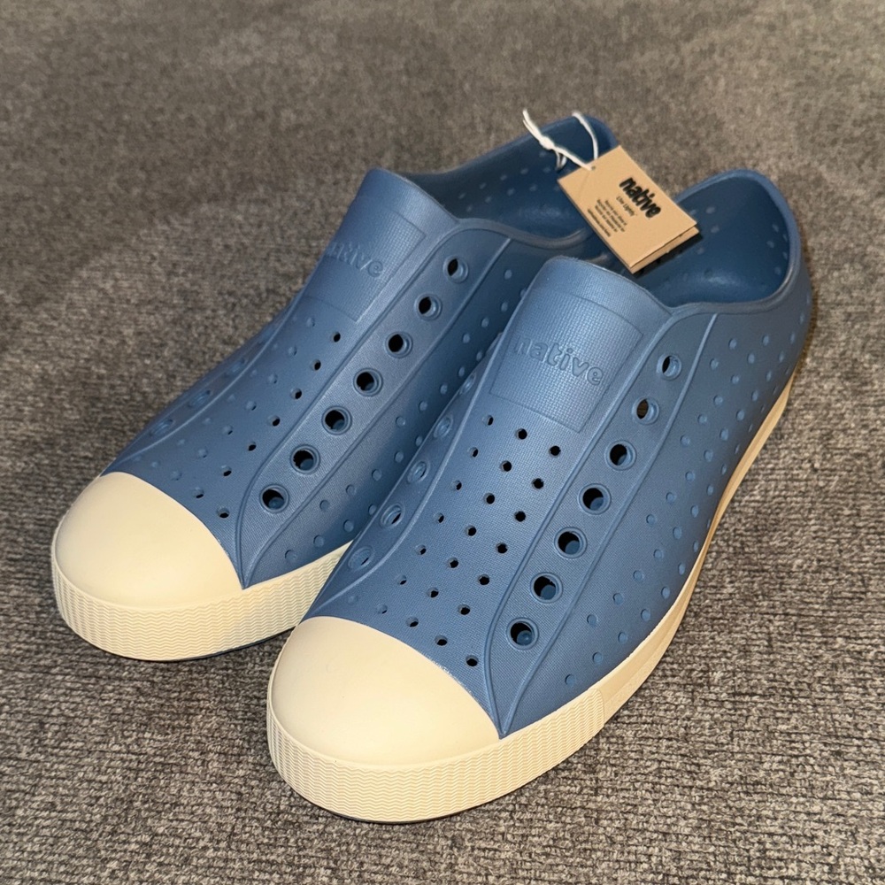 Native Men's Blue and White Slip-On Sneakers